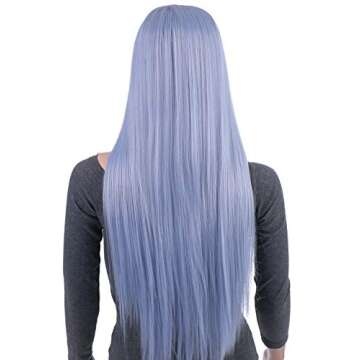 Onedor 31" Silver Blue Straight Women's Full Wig