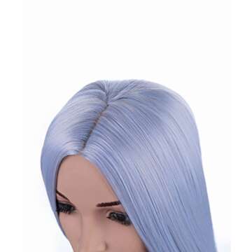 Onedor 31" Silver Blue Straight Women's Full Wig