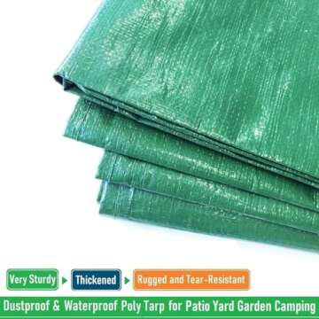 7x7 Ft Waterproof Tarp Yard Garden Leaf Tarp W/ 4 Handles for Sandbox Cover,Outdoor Tarp,Leaf Hauler,Lawn Debris Tarp,Landscape Pruning Tarp,Tent Footprint,Camping Tarp,Patio Fire Pit Cover,Table Tarp