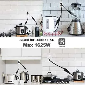 Short Power Extension Cord 6inch - Black 3 Prong Mini Indoor Grounded Extension Cord,16AWG Small Electrical AC Household Extension Cord for Outlet Saver,Rated for 13AMP Home Appliance Extender Lead