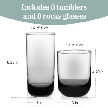 Libbey Polaris Tumbler Rock Glass Set - Stylish 16 Pieces