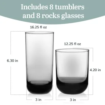 Libbey Polaris Tumbler Rock Glass Set - Stylish 16 Pieces