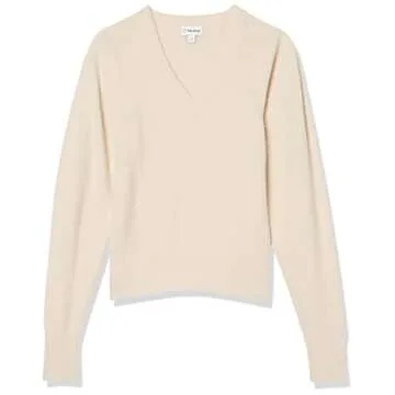 Edith Pleated Shoulder V-Neck Sweater in Sandstorm