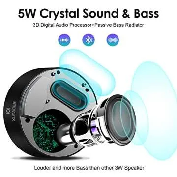 XLeader Small Wireless Speaker (Travel Case Packed) Portable Bluetooth Speaker with Micro SD Card, Mic, Aux input, Touch Screen, Deep Bass, 12H Playtime, Mini speaker for iPhone Laptop PC Bathroom Car