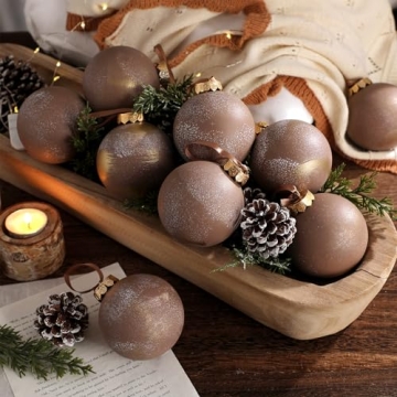 Yunlly 12 Pcs Large Textured Christmas Balls Ornaments - Vintage Rustic Copper Decor for Xmas Tree