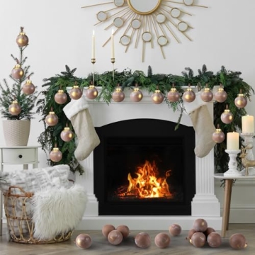 Yunlly 12 Pcs Copper Christmas Ball Ornaments for Holiday Decor