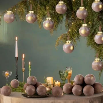 Yunlly 12 Pcs Copper Christmas Ball Ornaments for Holiday Decor