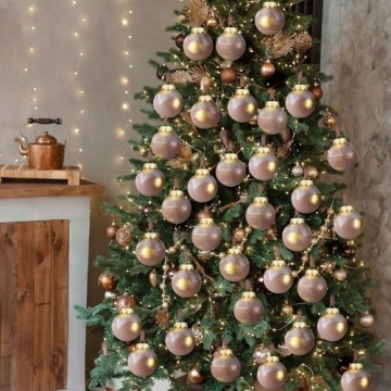 Yunlly 12 Pcs Copper Christmas Ball Ornaments for Holiday Decor