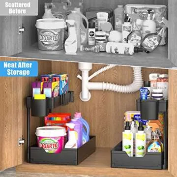LEITAO 2 Tier Under Sink Organizers for Home & Office