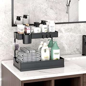 LEITAO 2 Tier Under Sink Organizers for Home & Office