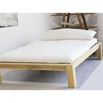 The Futon Shop King Organic Wool Latex Mattress - Shiki Futon Medium Firm - Japanese Floor Mattress with Cotton Case - Foldable, Natural, Customizable, Improves Sleep