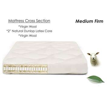 The Futon Shop King Organic Wool Latex Mattress - Shiki Futon Medium Firm - Japanese Floor Mattress with Cotton Case - Foldable, Natural, Customizable, Improves Sleep
