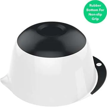 Vremi 3 Piece Plastic Mixing Bowl Set - Nesting Mixing Bowls with Rubber Grip Handles Easy Pour Spout and Non Slip Bottom - Three Sizes Small Large Capacity for Kitchen Baking Salad - White and Black