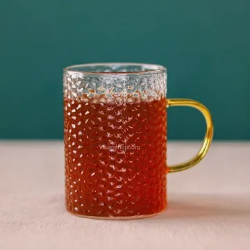 لیوان پیرکس دسته‌دار طلایی  بوروسیلیکات، مایکروویو