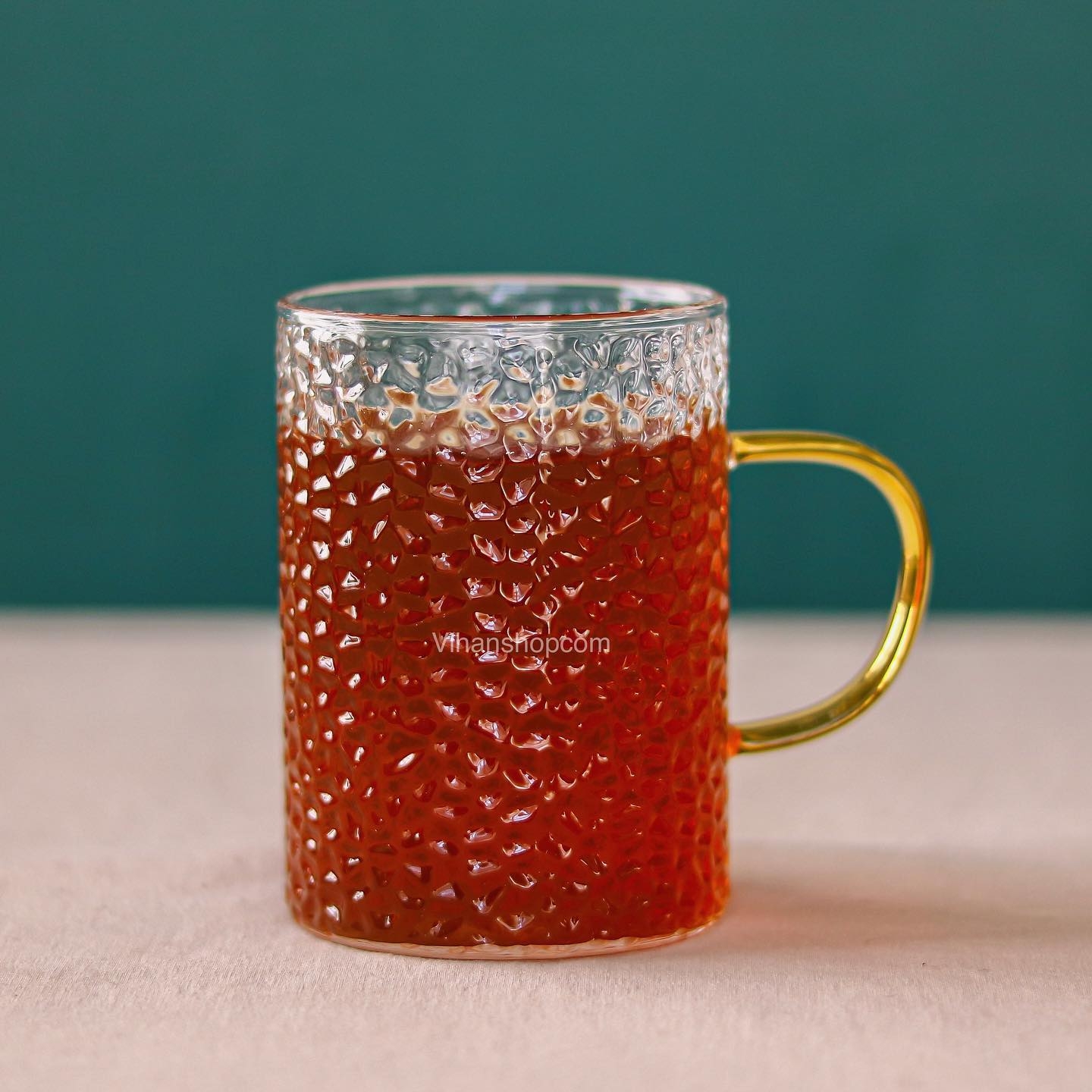 لیوان پیرکس دسته‌دار طلایی  بوروسیلیکات، مایکروویو