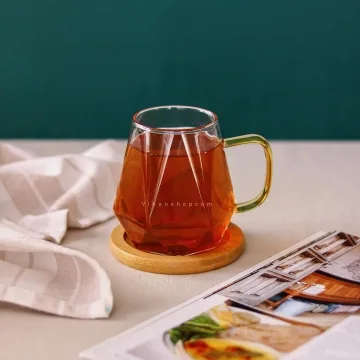 لیوان پیرکس دسته‌دار طلایی  بوروسیلیکات، مایکروویو