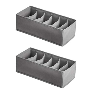 Amazon Basics Gray Drawer Organizers 2-Pack for Underwear Socks