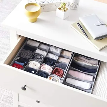 Amazon Basics Gray Drawer Organizers 2-Pack for Underwear Socks
