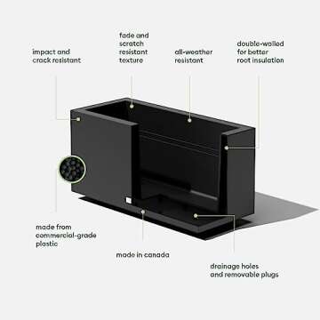 Veradek Block Series Long Box Planter - Large Rectangular Planter for Indoor or Outdoor Patio/Porch ...