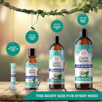 GuruNanda Coconut Oil Pulling, Fresh Breath & Whitening Mouthwash, 7 Essential Oils & Vitamins for H...