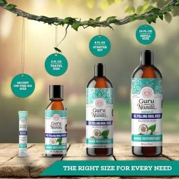 GuruNanda Coconut Oil Pulling, Fresh Breath & Whitening Mouthwash, 7 Essential Oils & Vitamins for H...