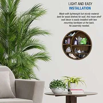 Asuare Wooden Moon Shelf for Crystals | Floating Moon Shelf | Essential Oil Display | Crystal Display Shelf | Decor for Room, Bathroom, Living Room
