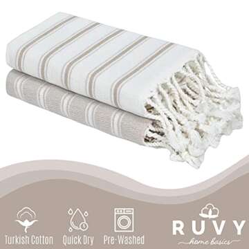 Ruvy Home Basics Turkish Hand Towels for Bathroom Set of 2 | 18"x40", Cotton | Bathroom Hand Towels ...