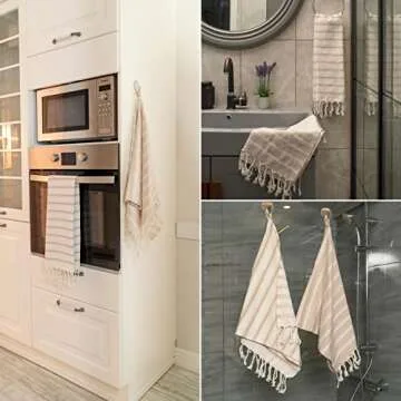 Ruvy Home Basics Turkish Hand Towels for Bathroom Set of 2 | 18"x40", Cotton | Bathroom Hand Towels & Decorative Hand Towels for Bathroom, Kitchen Towels, Dishcloth, Tea, Yoga, Face, Gym - Beige