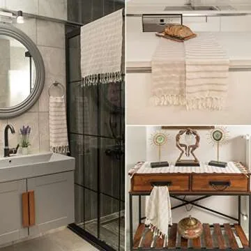 Ruvy Home Basics Turkish Hand Towels for Bathroom Set of 2 | 18"x40", Cotton | Bathroom Hand Towels & Decorative Hand Towels for Bathroom, Kitchen Towels, Dishcloth, Tea, Yoga, Face, Gym - Beige