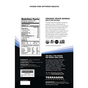 Terrasoul Superfoods Organic White Quinoa, 4 Lbs - Whole Grain | Pre-washed | Gluten-free | Plant Protein | Fiber