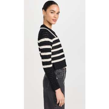 Line & Dot Women's Let Me Be Cardigan, Black/Ivory, XS