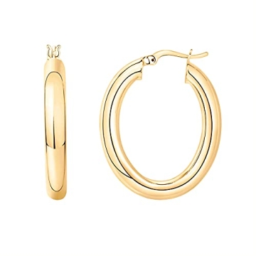 PAVOI 14K Gold Plated Oval Hoop Earrings Stylish Hypoallergenic