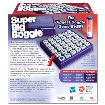 Exciting SUPER Big Boggle Game with 36 Letter Cubes