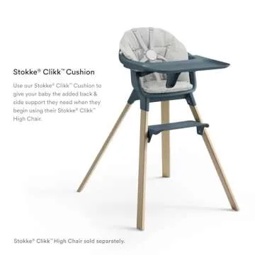 Stokke Clikk Cushion, Nordic Grey - Compatible with Stokke Clikk High Chair - Provides Support for Babies - Made with Organic Cotton - Reversible & Machine Washable - Best for Ages 6-36 Months