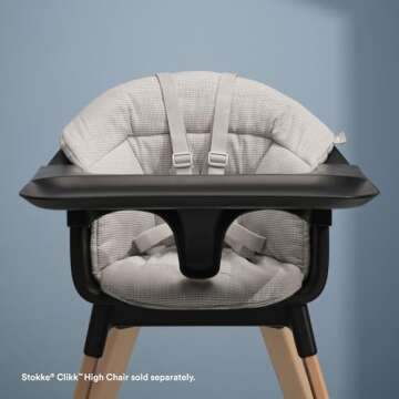 Stokke Clikk Cushion, Nordic Grey - Compatible with Stokke Clikk High Chair - Provides Support for Babies - Made with Organic Cotton - Reversible & Machine Washable - Best for Ages 6-36 Months