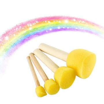 Timoo 60 Pcs Round Sponges Brush Set, Kids Painting Tools for Arts and Crafts, Stencils, Painting (4...