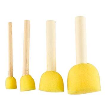 Timoo 60 Pcs Round Sponges Brush Set, Kids Painting Tools for Arts and Crafts, Stencils, Painting (4 Sizes)