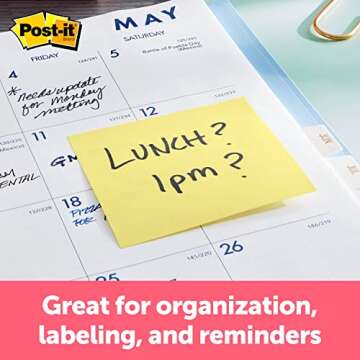 Post-it Notes in Iconic Canary Yellow, 4 Pads of 50 Sheets