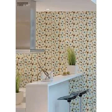 MARIMEKKO Beige Pieni Unikko Peel & Stick Wallpaper, Yellow (MKS4495)