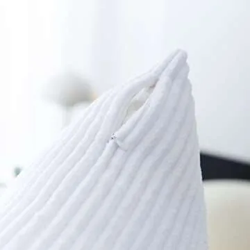 Home Brilliant 26x26 Pillow Cover Striped Corduroy Decorative Euro Sham Throw Pillow Cushion Cover for Couch, 66x66cm, Pure White