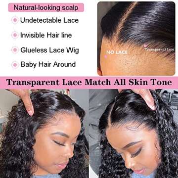 Neailrtise Lace Front Wigs Human Hair Water Wave Brazilian Virgin Hair 150% Density 4X4 Water Curly Lace Closure Human Hair Wigs for Black Women Lace Wigs with Baby Hair Natural Color (20 Inch)