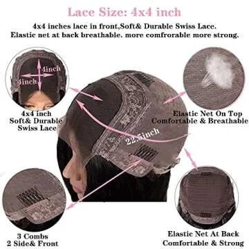 Neailrtise Lace Front Wigs Human Hair Water Wave Brazilian Virgin Hair 150% Density 4X4 Water Curly Lace Closure Human Hair Wigs for Black Women Lace Wigs with Baby Hair Natural Color (20 Inch)