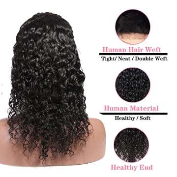 Neailrtise Lace Front Wigs Human Hair Water Wave Brazilian Virgin Hair 150% Density 4X4 Water Curly Lace Closure Human Hair Wigs for Black Women Lace Wigs with Baby Hair Natural Color (20 Inch)