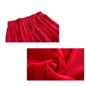 Afibi Womens Chiffon Retro Long Maxi Skirt Beach Ankle Length Skirt (Small, Red)