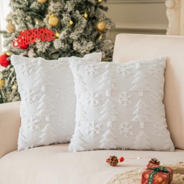 White Christmas Tree Pillow Covers Set of 2 - 18x18
