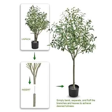 ASTIDY Artificial Olive Tree - 4FT Tall Fake Olive Plant in Pot - Faux Olive Tree Topiary Silk Trees - Artificial Tree for Home Office Living Room Floor Decor Indoor
