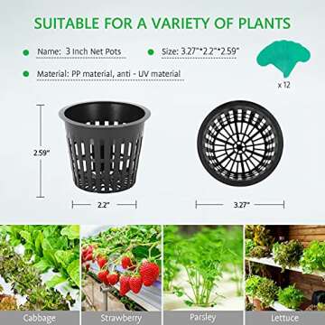 VIVOSUN 25 Pack 3 Inch Net Pots Heavy Duty Net Cups with 12 Pcs Plant Labels