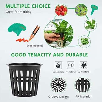 VIVOSUN 25 Pack 3 Inch Net Pots Heavy Duty Net Cups with 12 Pcs Plant Labels