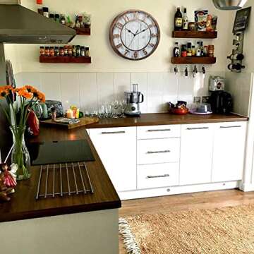 Silentime 12 Inch Vintage/Retro Wall Clock,Farmhouse Style,Silent Non-Ticking,Raised 3D Arabic Numeral,Clocks for Living Room/Bathroom/Kitchen Decor,Bronze Finish