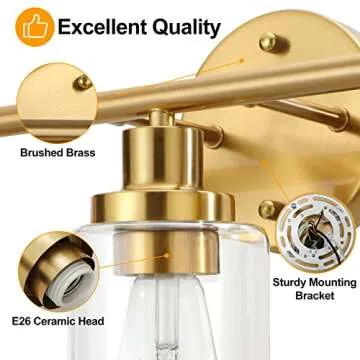 Watyo 3-Light Gold Vanity Light for Elegant Home Decor